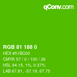 Color code: RGB 81 188 0 | qconv.com