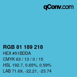 Color code: RGB 81 189 218 | qconv.com