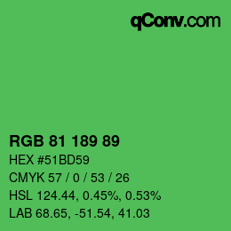 Color code: RGB 81 189 89 | qconv.com
