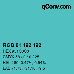 Color code: RGB 81 192 192 | qconv.com