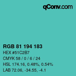 Color code: RGB 81 194 183 | qconv.com