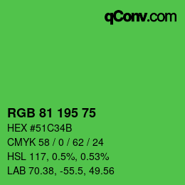 Color code: RGB 81 195 75 | qconv.com