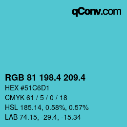 カラーコード: RGB 81 198.4 209.4 | qconv.com