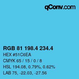 カラーコード: RGB 81 198.4 234.4 | qconv.com