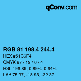 カラーコード: RGB 81 198.4 244.4 | qconv.com