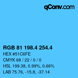 カラーコード: RGB 81 198.4 254.4 | qconv.com