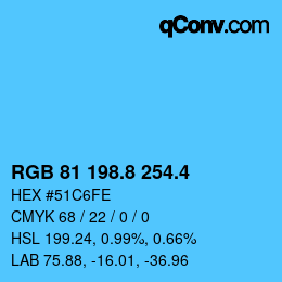 カラーコード: RGB 81 198.8 254.4 | qconv.com