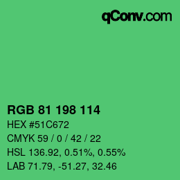 Color code: RGB 81 198 114 | qconv.com