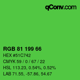 Color code: RGB 81 199 66 | qconv.com