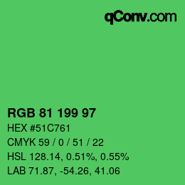 Color code: RGB 81 199 97 | qconv.com