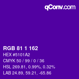 カラーコード: RGB 81 1 162 | qconv.com
