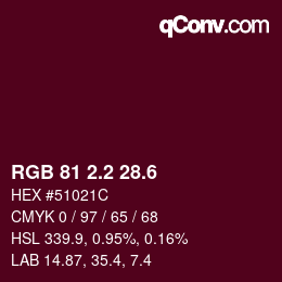 カラーコード: RGB 81 2.2 28.6 | qconv.com