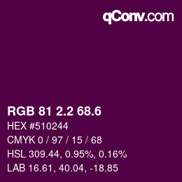 カラーコード: RGB 81 2.2 68.6 | qconv.com