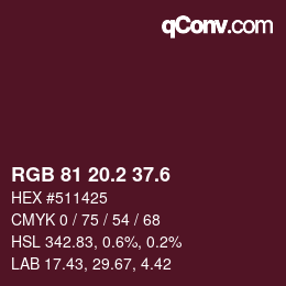 カラーコード: RGB 81 20.2 37.6 | qconv.com