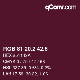 カラーコード: RGB 81 20.2 42.6 | qconv.com