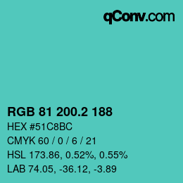 カラーコード: RGB 81 200.2 188 | qconv.com
