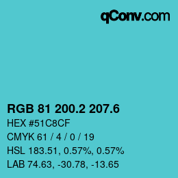 カラーコード: RGB 81 200.2 207.6 | qconv.com