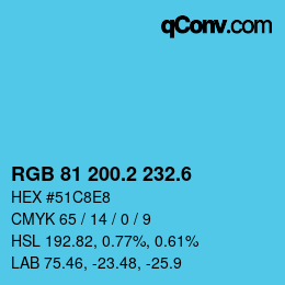 カラーコード: RGB 81 200.2 232.6 | qconv.com