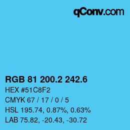 カラーコード: RGB 81 200.2 242.6 | qconv.com