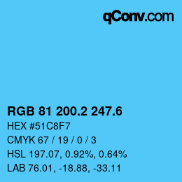 カラーコード: RGB 81 200.2 247.6 | qconv.com