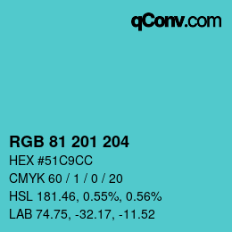 Color code: RGB 81 201 204 | qconv.com