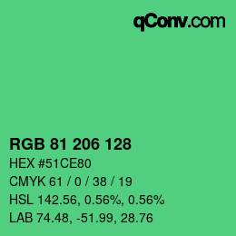 Color code: RGB 81 206 128 | qconv.com