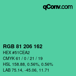 Color code: RGB 81 206 162 | qconv.com