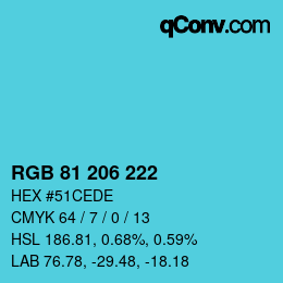 Color code: RGB 81 206 222 | qconv.com