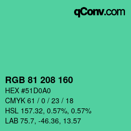 Color code: RGB 81 208 160 | qconv.com