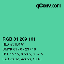 Color code: RGB 81 209 161 | qconv.com