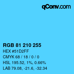 Color code: RGB 81 210 255 | qconv.com