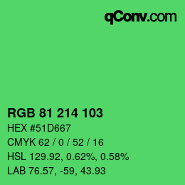 Color code: RGB 81 214 103 | qconv.com