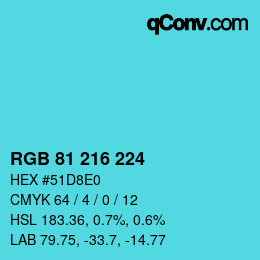 Color code: RGB 81 216 224 | qconv.com