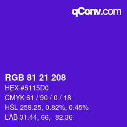 Color code: RGB 81 21 208 | qconv.com