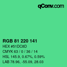 Color code: RGB 81 220 141 | qconv.com