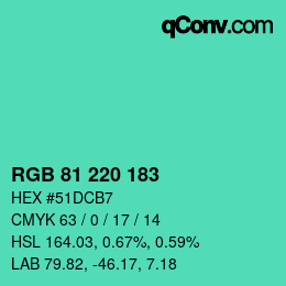Código de color: RGB 81 220 183 | qconv.com