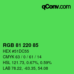 Código de color: RGB 81 220 85 | qconv.com