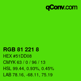 颜色代码: RGB 81 221 8 | qconv.com