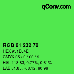 Color code: RGB 81 232 78 | qconv.com