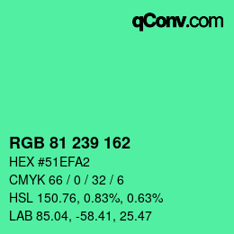 Color code: RGB 81 239 162 | qconv.com