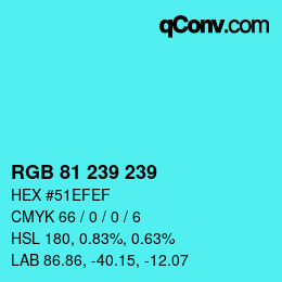 Color code: RGB 81 239 239 | qconv.com