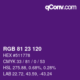 颜色代码: RGB 81 23 120 | qconv.com
