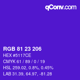Color code: RGB 81 23 206 | qconv.com