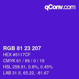 Color code: RGB 81 23 207 | qconv.com