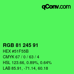 Color code: RGB 81 245 91 | qconv.com