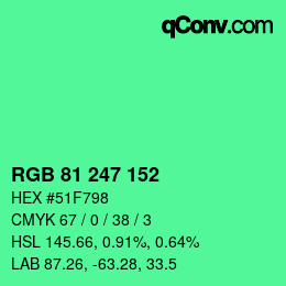Color code: RGB 81 247 152 | qconv.com
