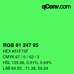 Farbcode: RGB 81 247 95 | qconv.com