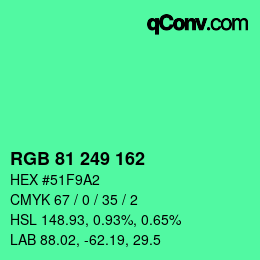カラーコード: RGB 81 249 162 | qconv.com