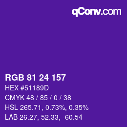颜色代码: RGB 81 24 157 | qconv.com