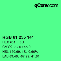 Código de color: RGB 81 255 141 | qconv.com